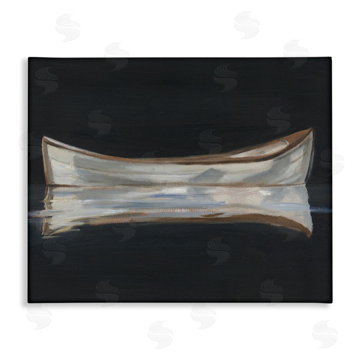 Ethan Harper Dark Canoe Reflection Canvas Wall Art Print