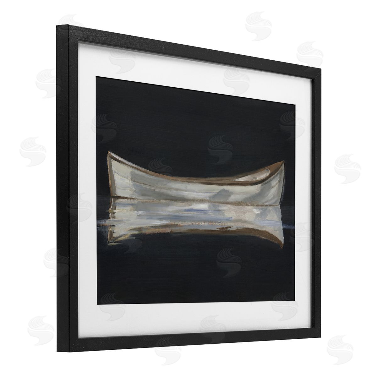 Ethan Harper Dark Canoe Reflection Canvas Wall Art Print