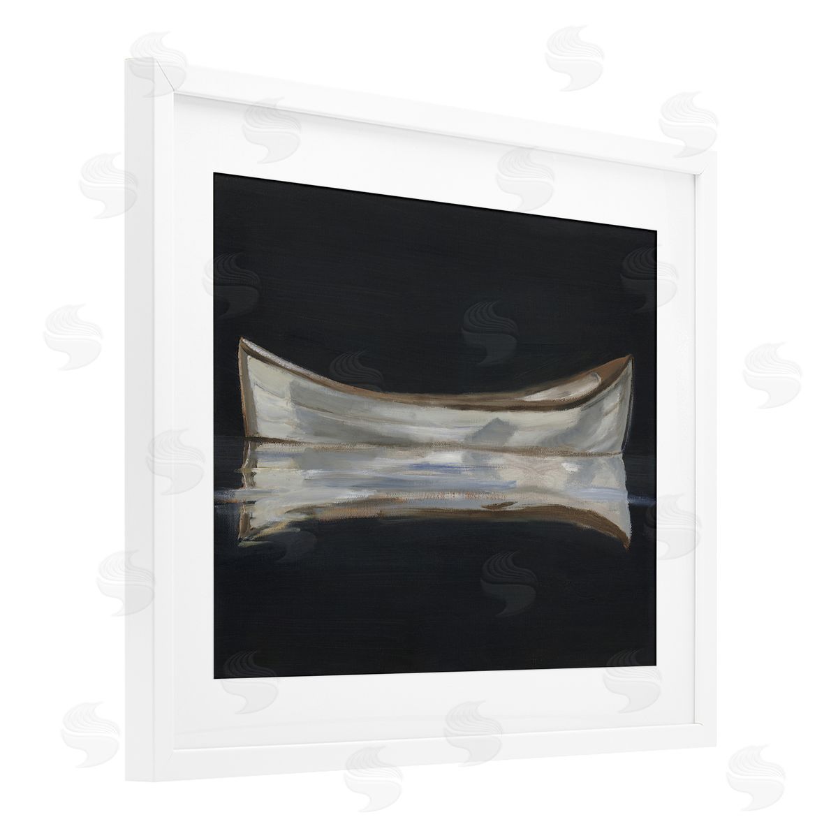 Ethan Harper Dark Canoe Reflection Canvas Wall Art Print