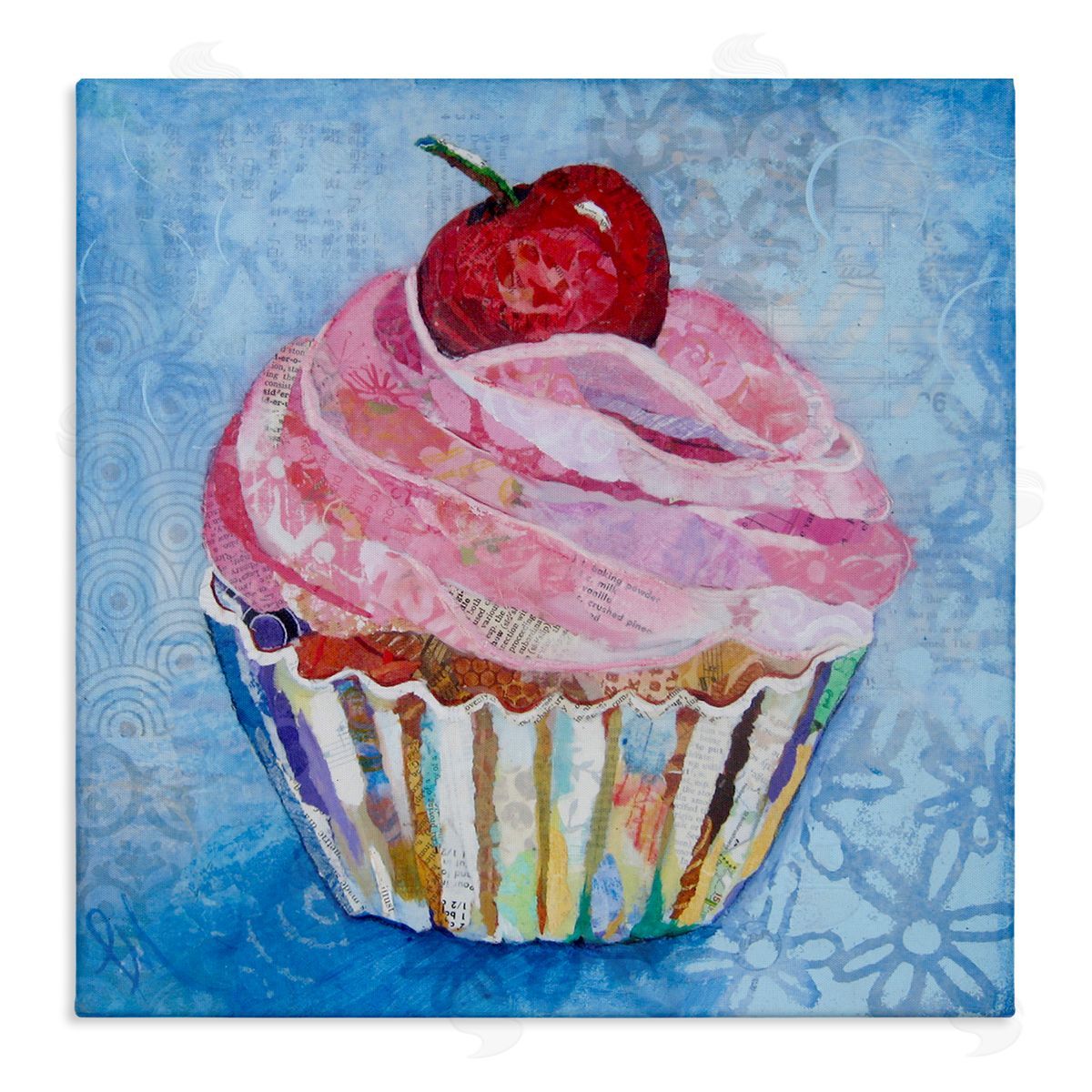 Lisa Morales Collage Patterned Cupcake Canvas Wall Art Print