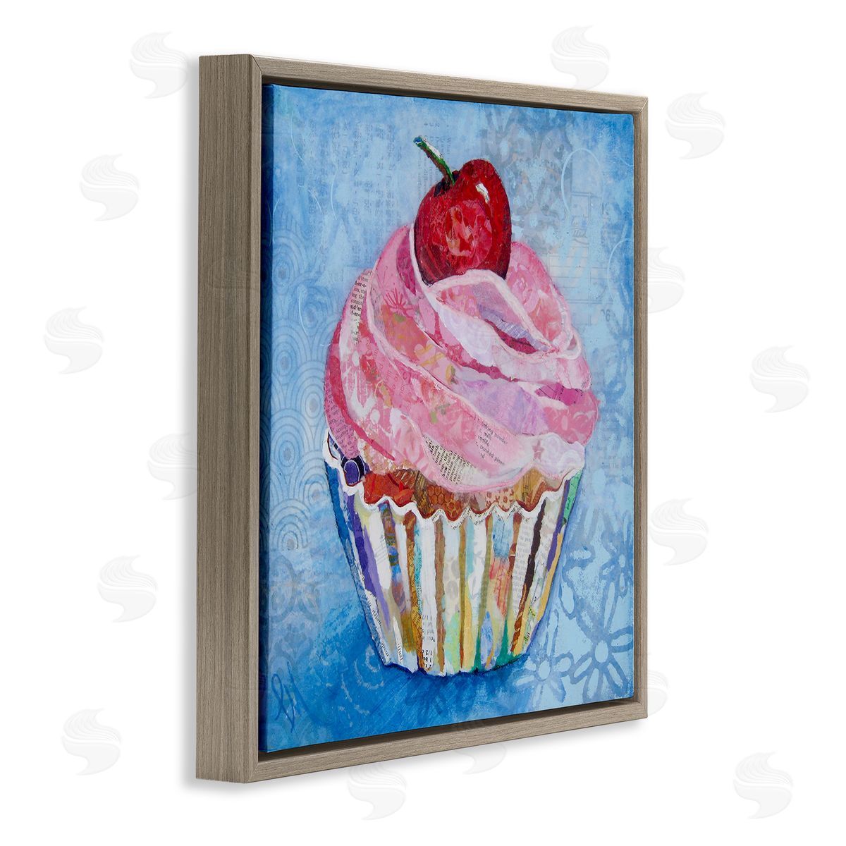 Lisa Morales Collage Patterned Cupcake Canvas Wall Art Print