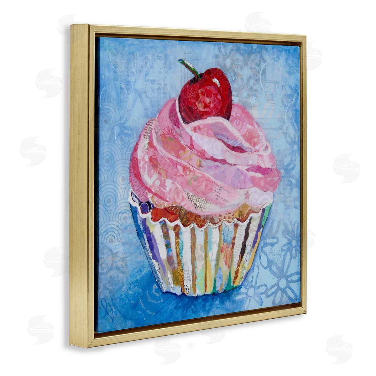 Lisa Morales Collage Patterned Cupcake Canvas Wall Art Print