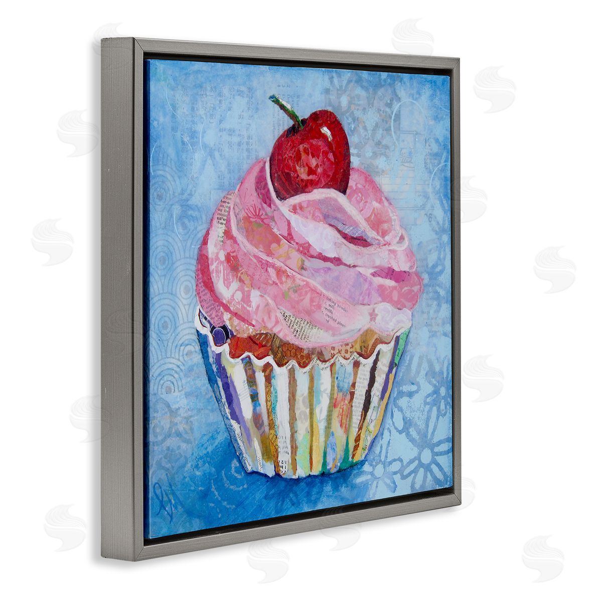Lisa Morales Collage Patterned Cupcake Canvas Wall Art Print