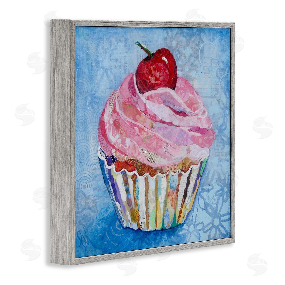 Lisa Morales Collage Patterned Cupcake Canvas Wall Art Print