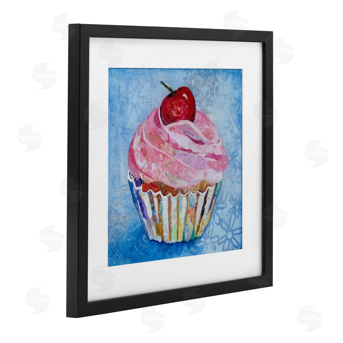 Lisa Morales Collage Patterned Cupcake Canvas Wall Art Print