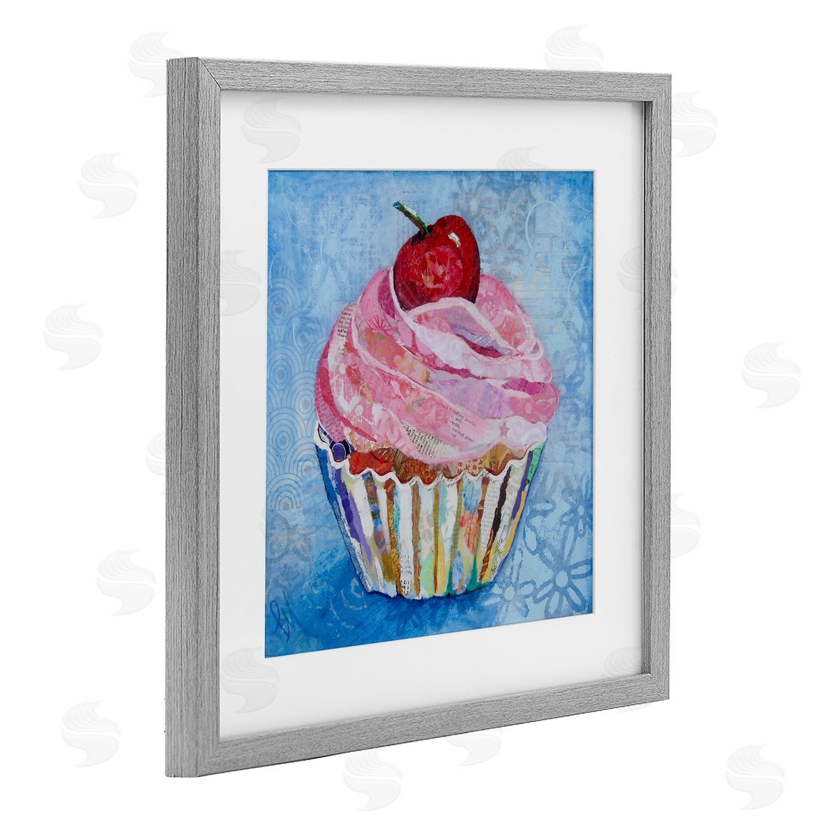 Lisa Morales Collage Patterned Cupcake Canvas Wall Art Print