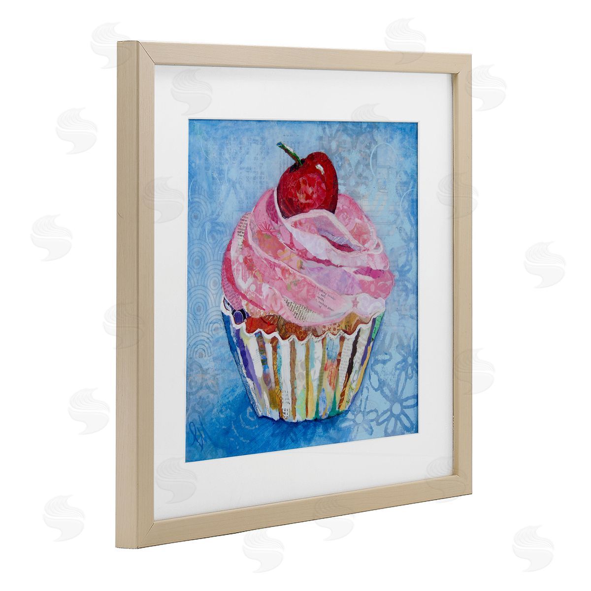 Lisa Morales Collage Patterned Cupcake Canvas Wall Art Print