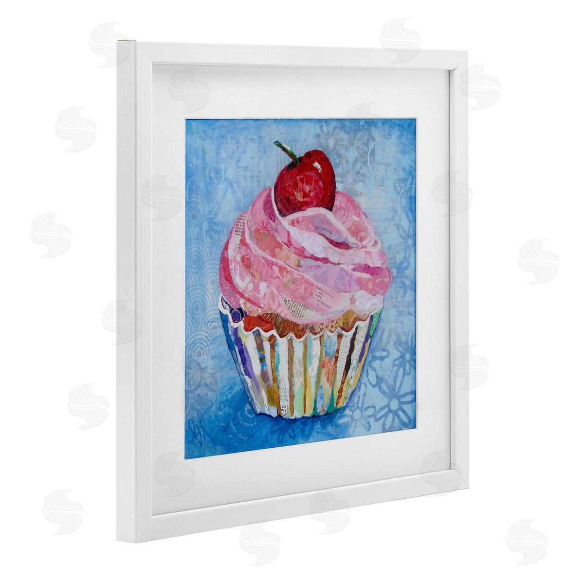 Lisa Morales Collage Patterned Cupcake Canvas Wall Art Print