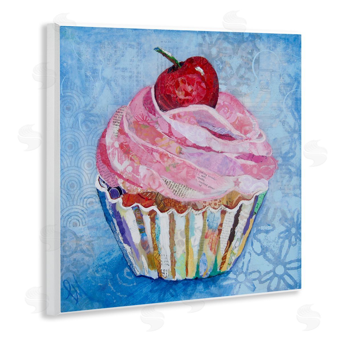Lisa Morales Collage Patterned Cupcake Canvas Wall Art Print