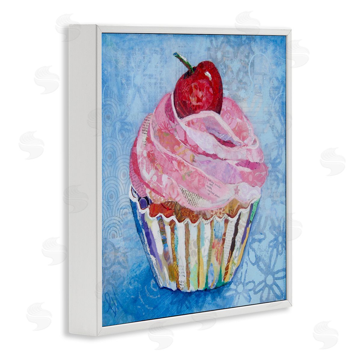 Lisa Morales Collage Patterned Cupcake Canvas Wall Art Print