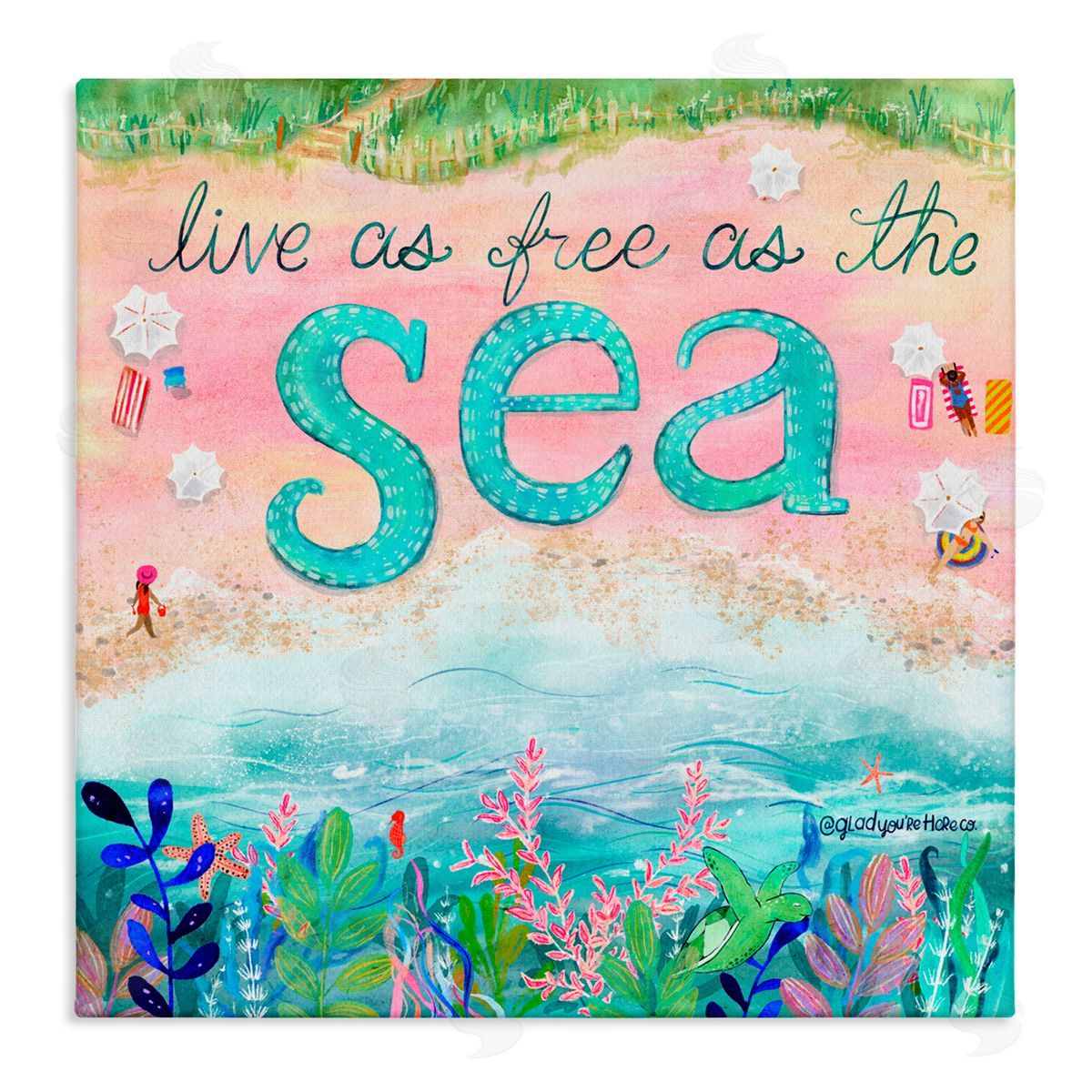 Glad You're Here Co. Live Free As The Sea Canvas Wall Art Print