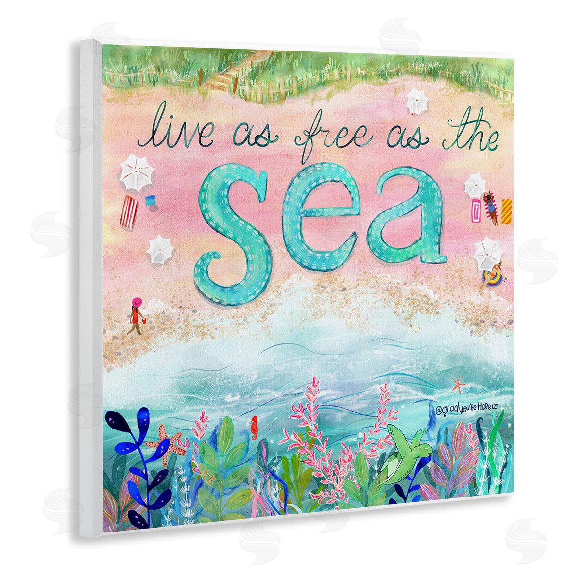 Glad You're Here Co. Live Free As The Sea Canvas Wall Art Print