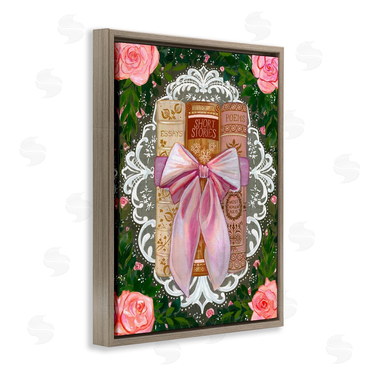 Glad You're Here Co. Romantic Books with Lace Canvas Wall Art Print