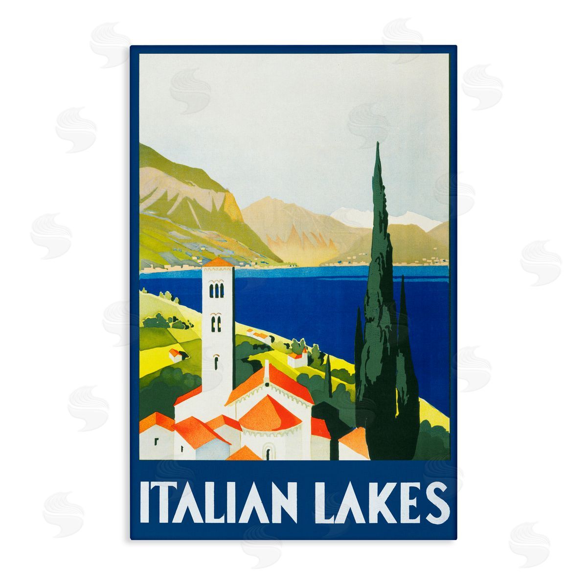 PIDDIX Italian Lakes Retro Scenery Canvas Wall Art Print