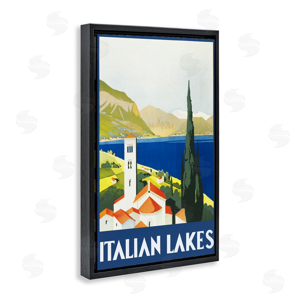 PIDDIX Italian Lakes Retro Scenery Canvas Wall Art Print