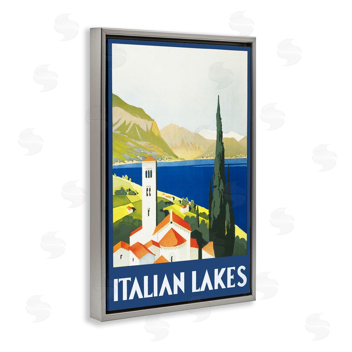 PIDDIX Italian Lakes Retro Scenery Canvas Wall Art Print