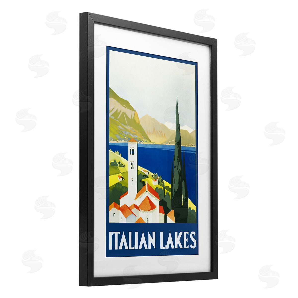 PIDDIX Italian Lakes Retro Scenery Canvas Wall Art Print
