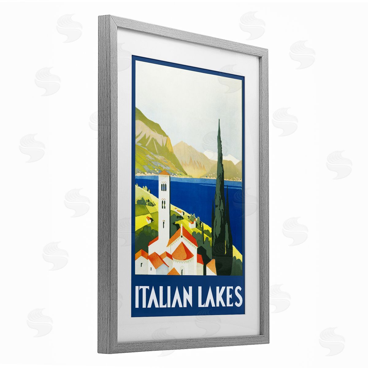 PIDDIX Italian Lakes Retro Scenery Canvas Wall Art Print