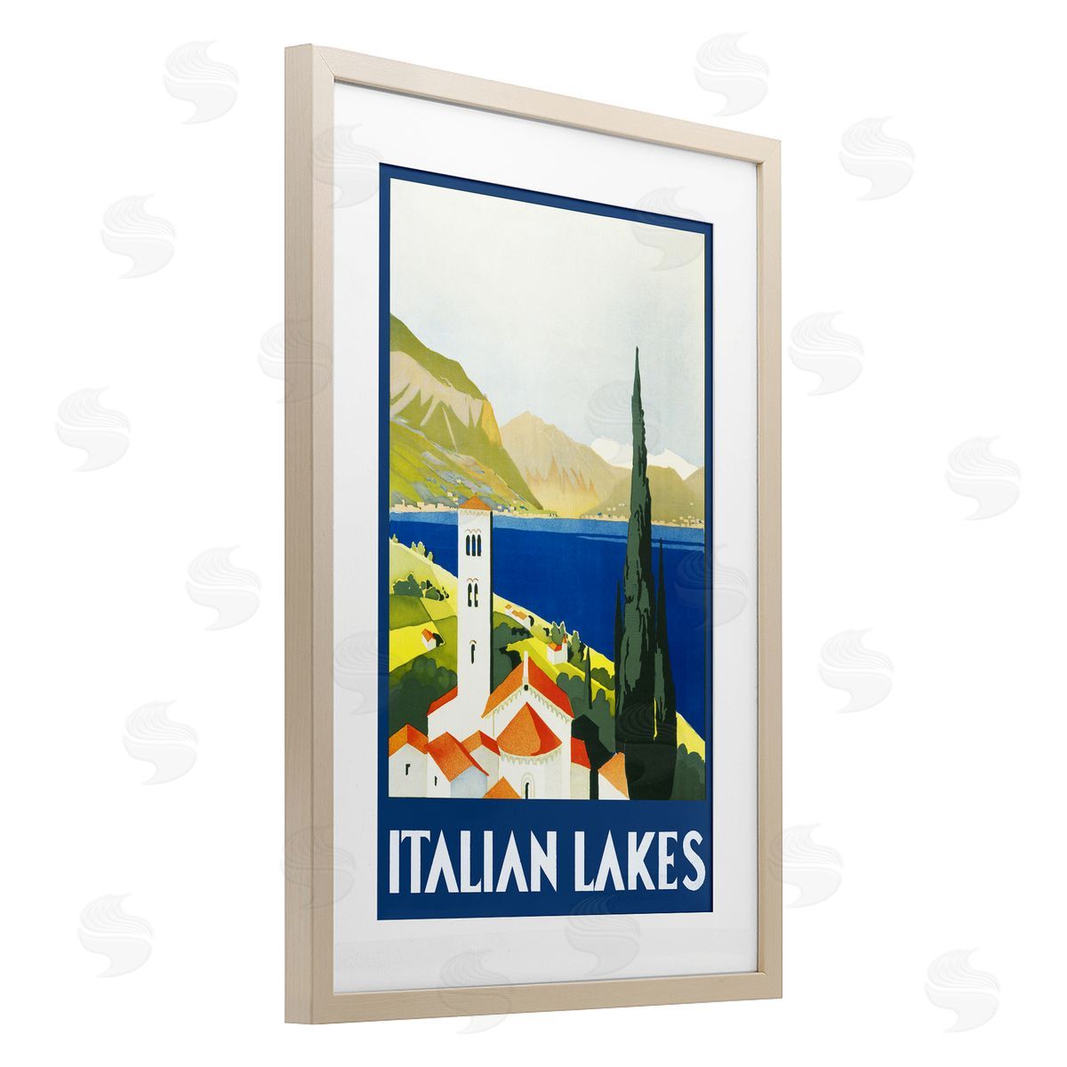 PIDDIX Italian Lakes Retro Scenery Canvas Wall Art Print