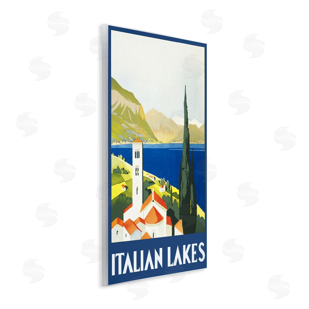 PIDDIX Italian Lakes Retro Scenery Canvas Wall Art Print
