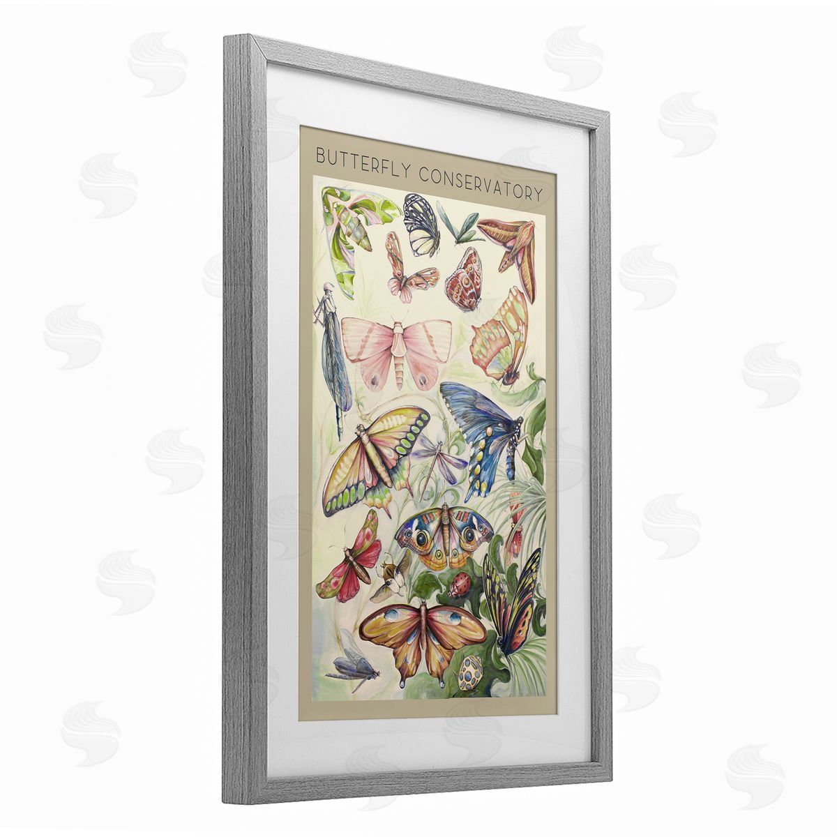 DIANNART Vintage Butterfly Conservatory Canvas Wall Art Print