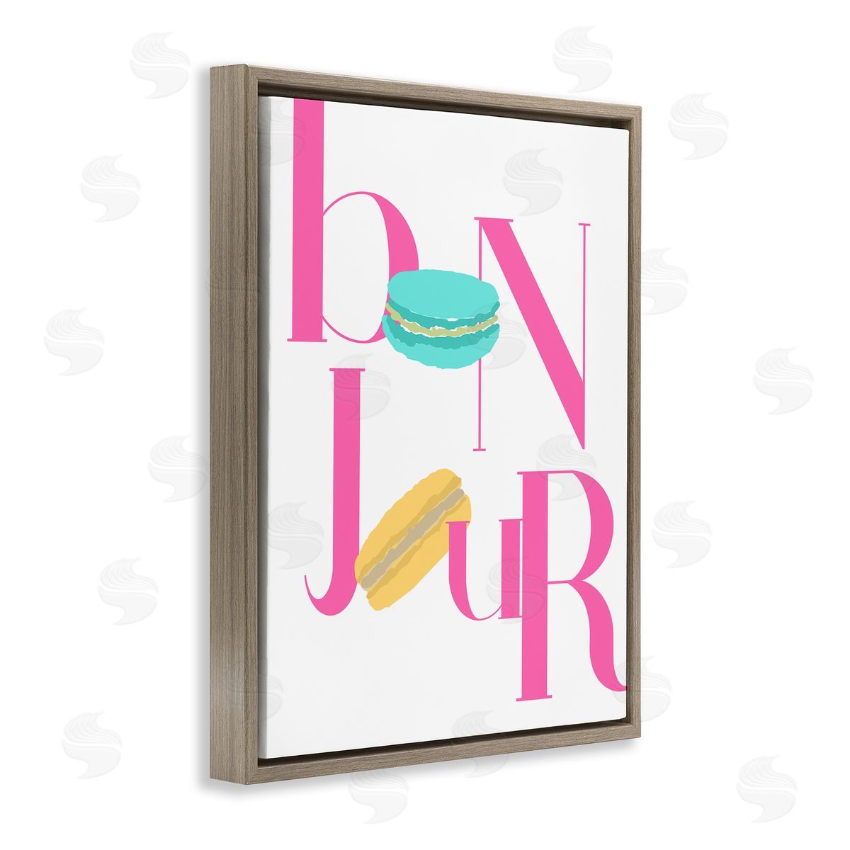 ANNA QUACH Bonjour Macarons Typography Canvas Wall Art Print