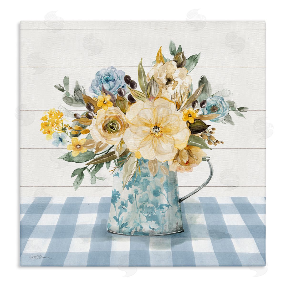 Carol Robinson Summer Bouquet Farmhouse Floral Canvas Wall Art Print