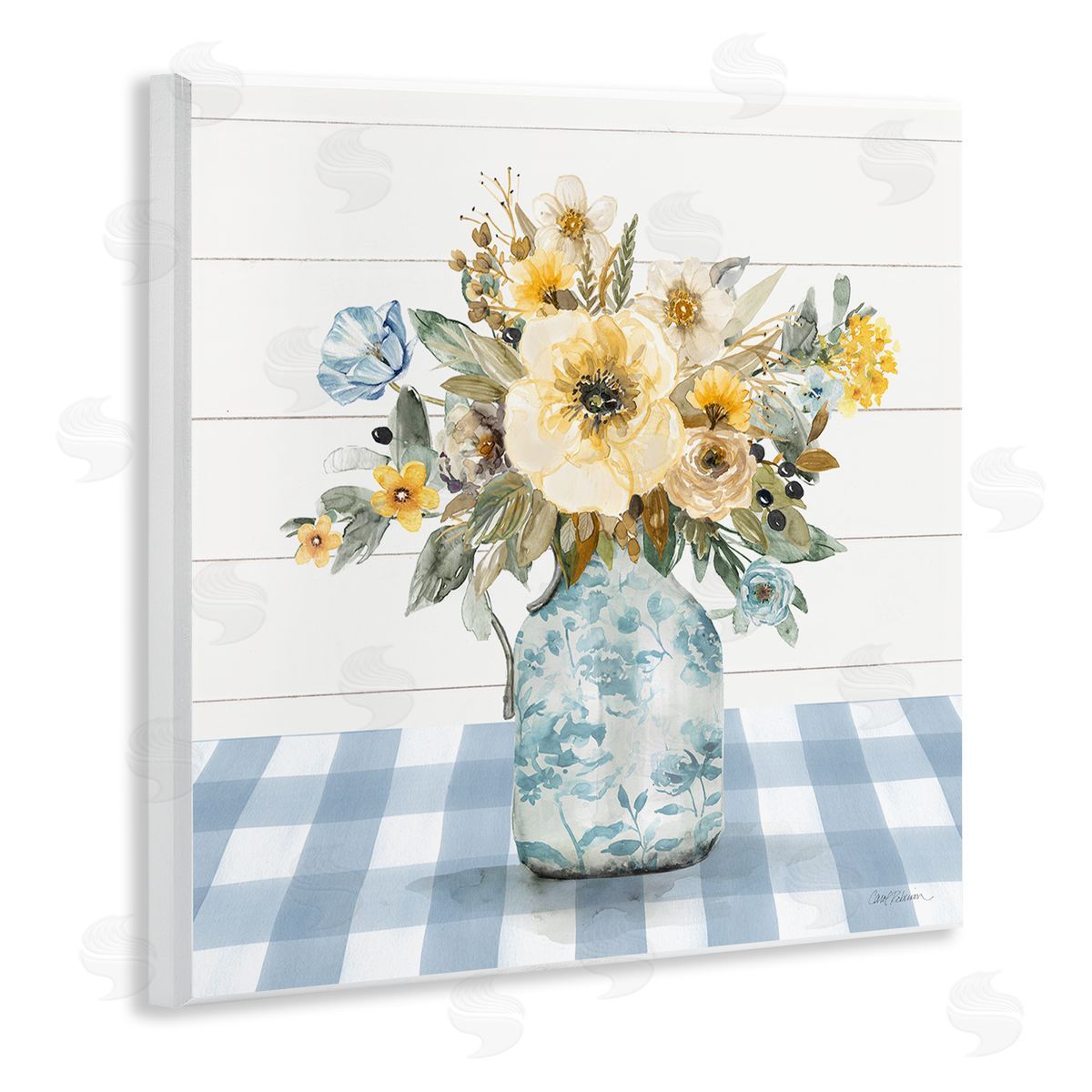 Carol Robinson Summer Bouquet Yellow Florals Canvas Wall Art Print