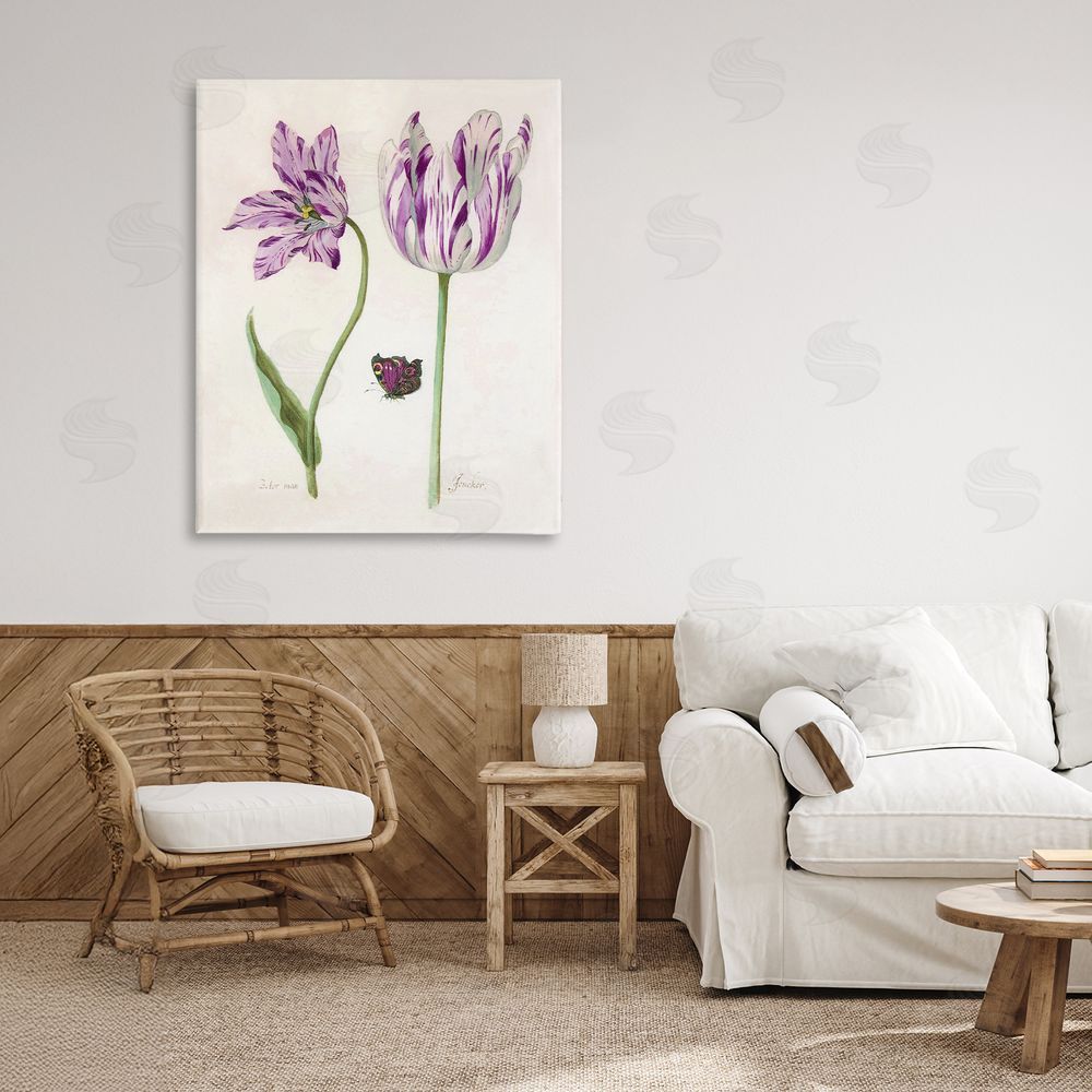Jacob Marrel Two Tulips Purple Flowers Printed Wall Art in Room