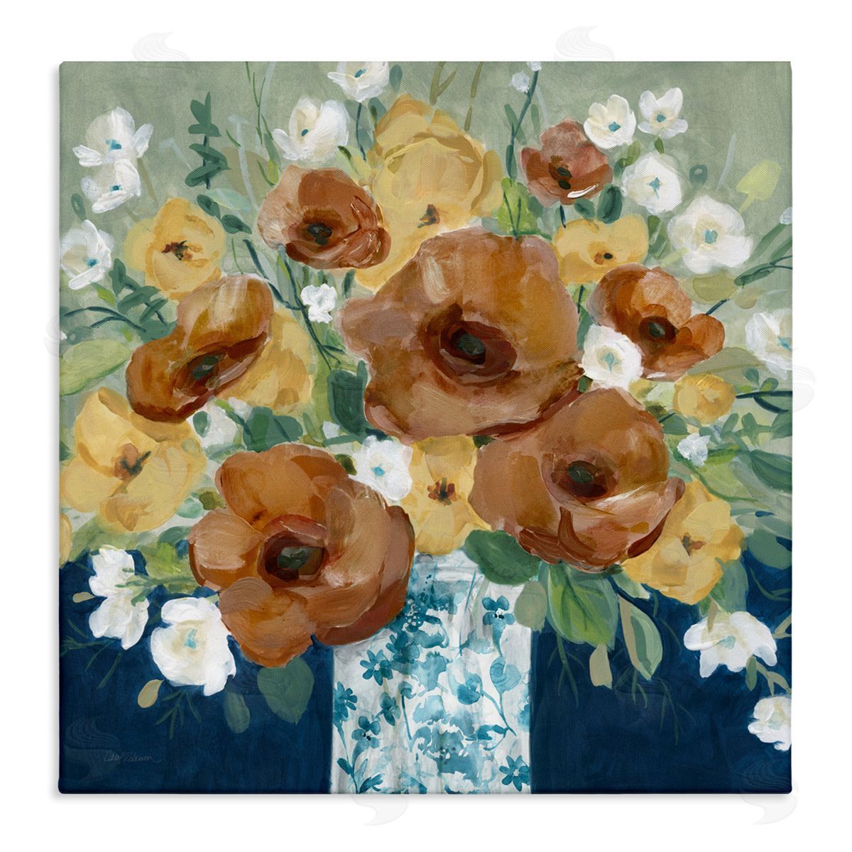 Carol Robinson Bold Poppies Orange Flowers Canvas Wall Art Print