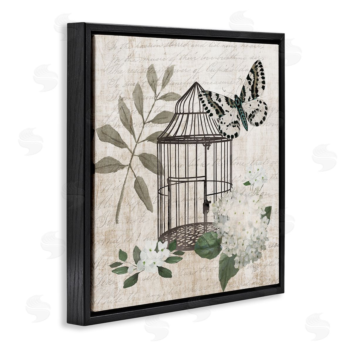 Nan Vintage Menagerie Butterfly Florals Canvas Wall Art Print