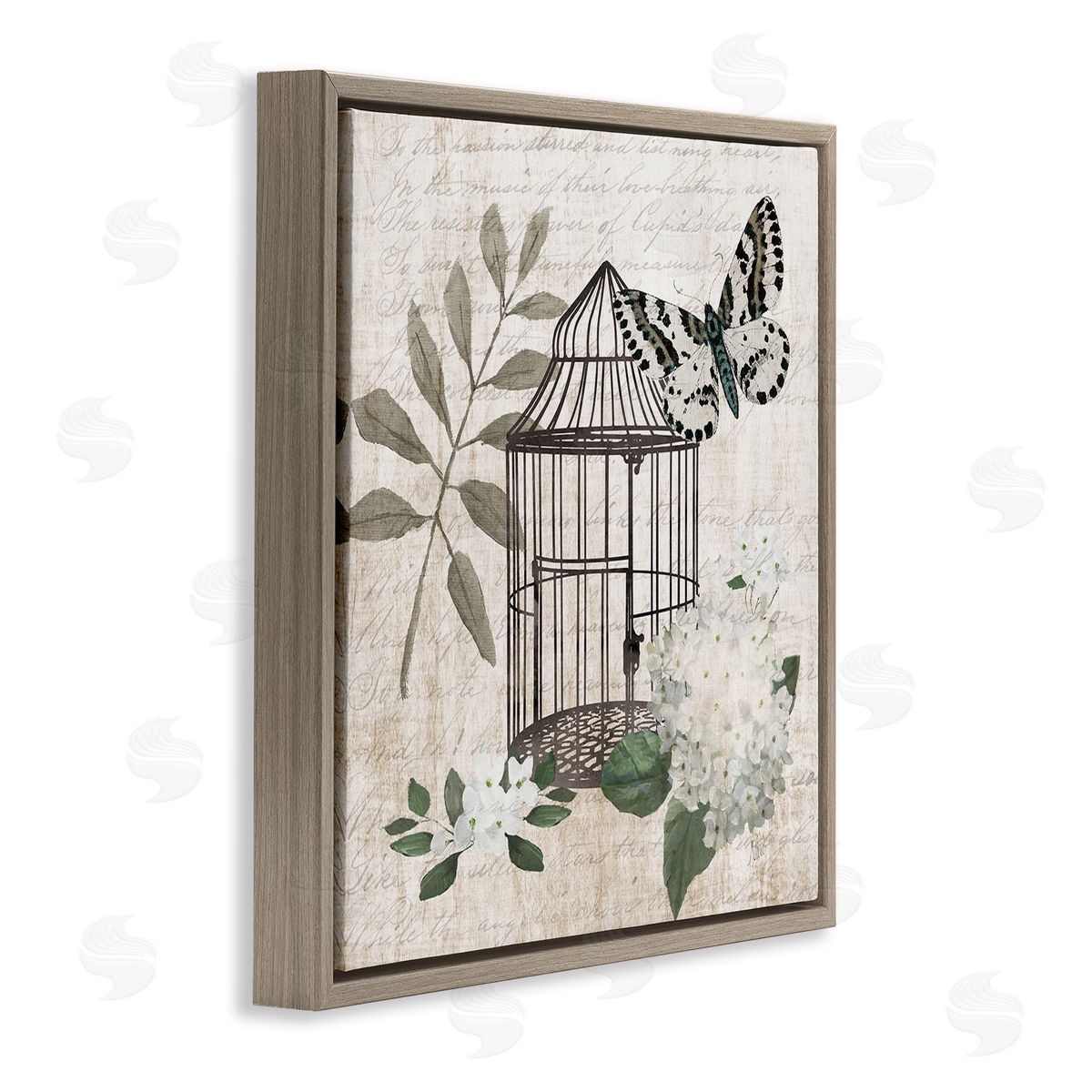 Nan Vintage Menagerie Butterfly Florals Canvas Wall Art Print