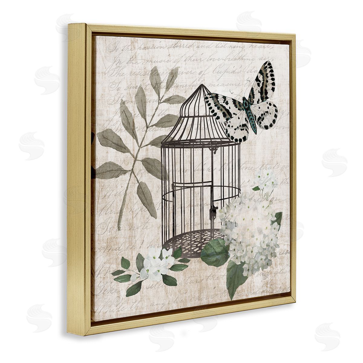Nan Vintage Menagerie Butterfly Florals Canvas Wall Art Print