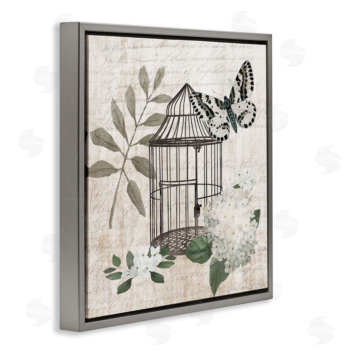 Nan Vintage Menagerie Butterfly Florals Canvas Wall Art Print