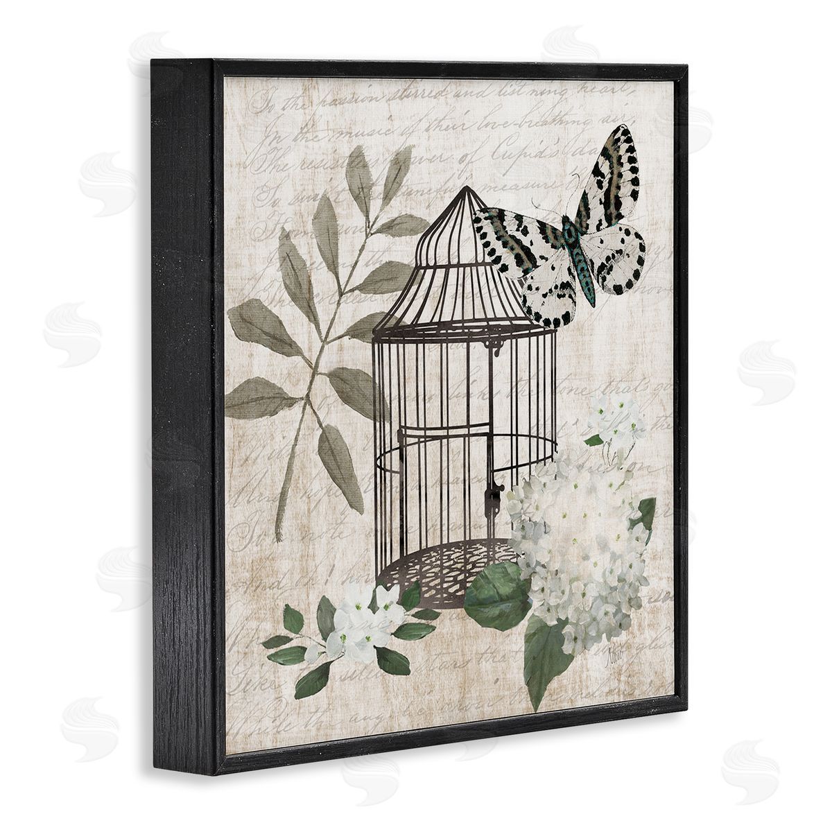 Nan Vintage Menagerie Butterfly Florals Canvas Wall Art Print
