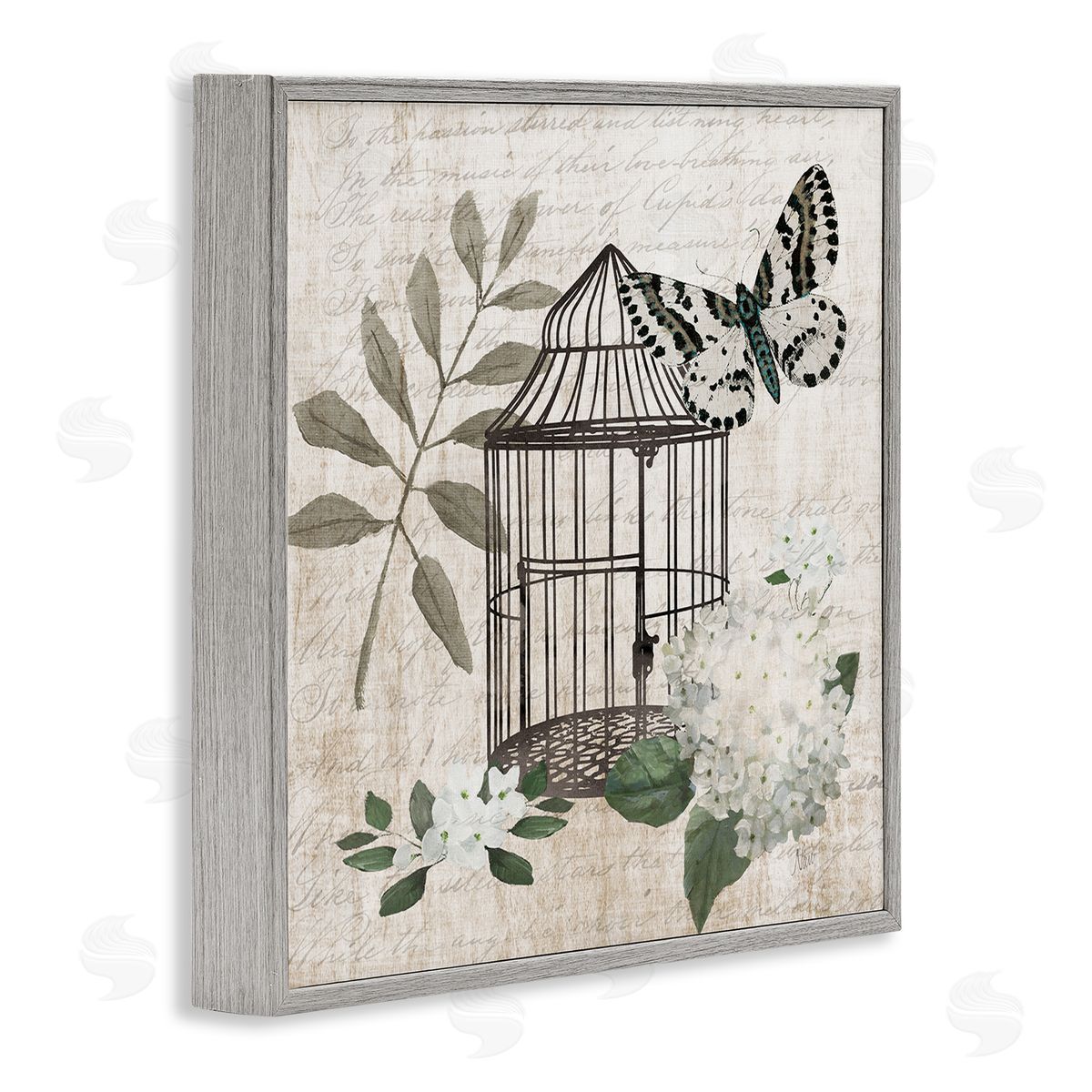 Nan Vintage Menagerie Butterfly Florals Canvas Wall Art Print