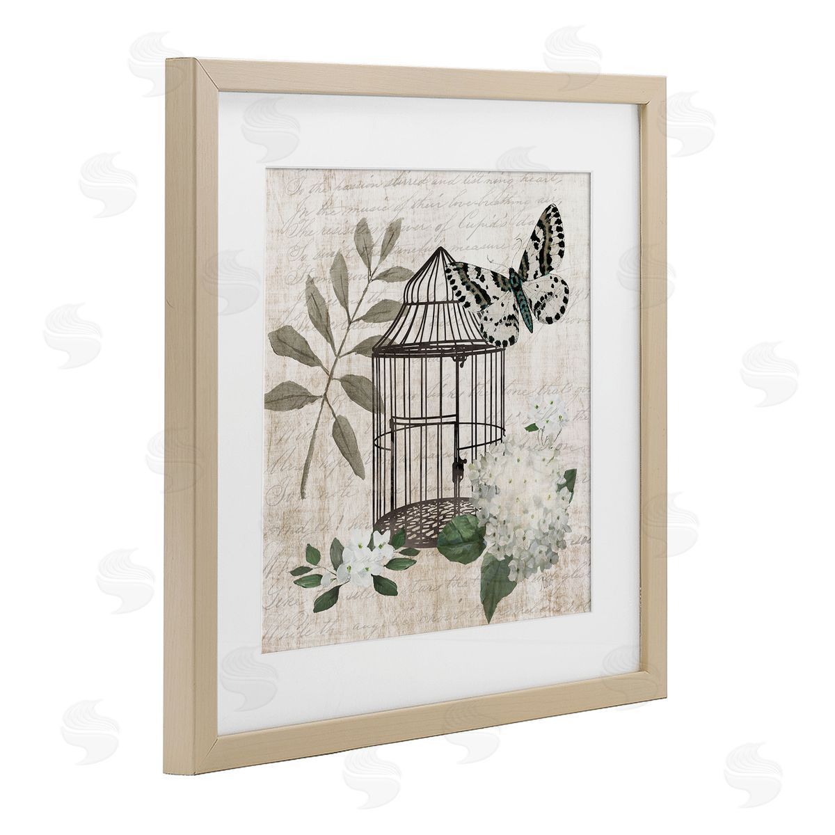 Nan Vintage Menagerie Butterfly Florals Canvas Wall Art Print