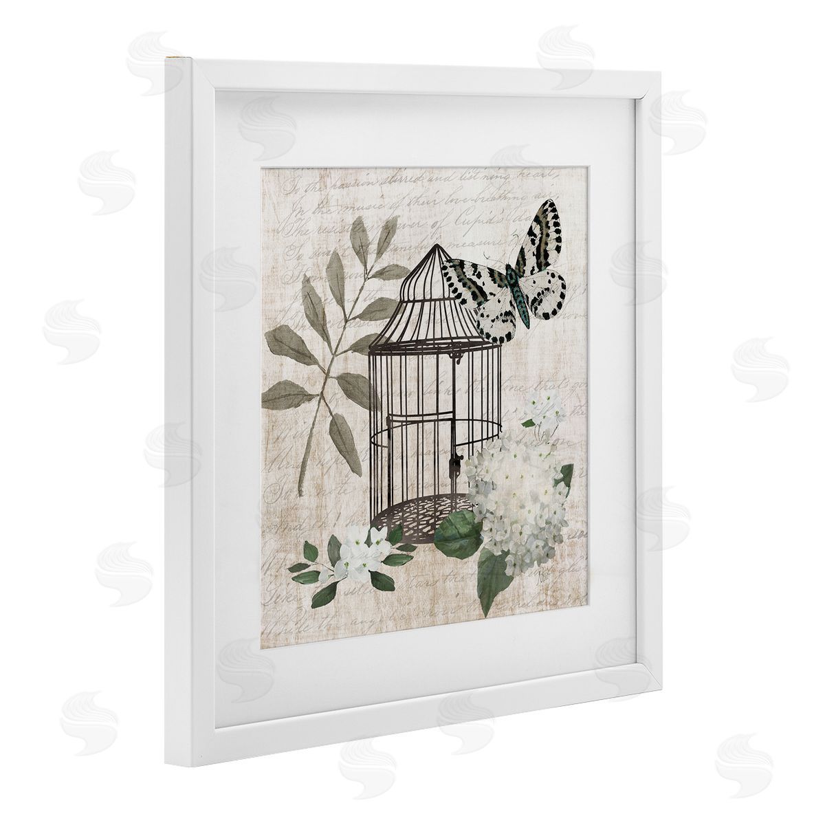 Nan Vintage Menagerie Butterfly Florals Canvas Wall Art Print