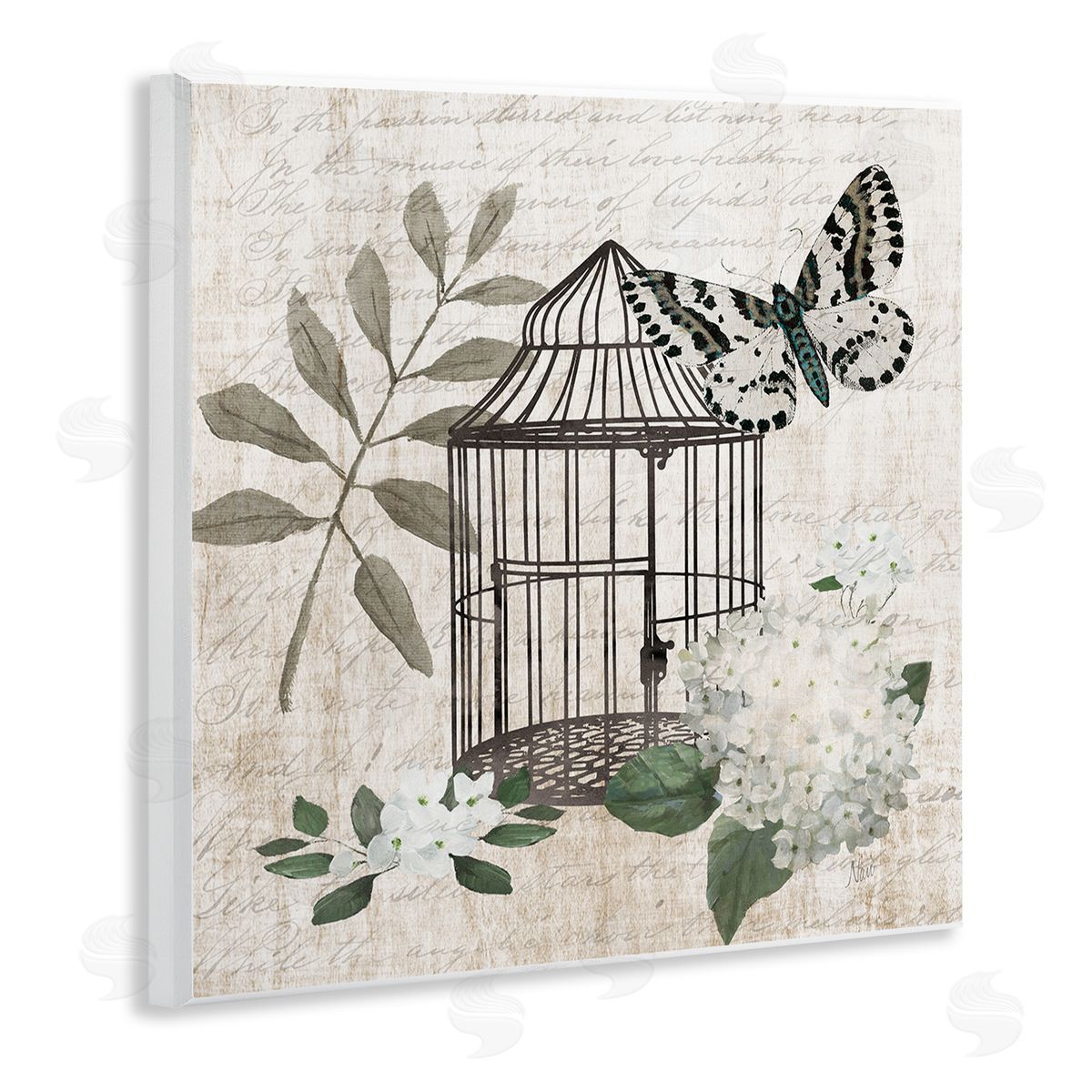 Nan Vintage Menagerie Butterfly Florals Canvas Wall Art Print