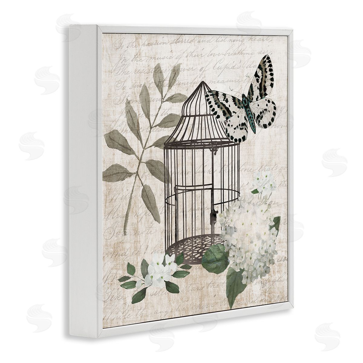 Nan Vintage Menagerie Butterfly Florals Canvas Wall Art Print