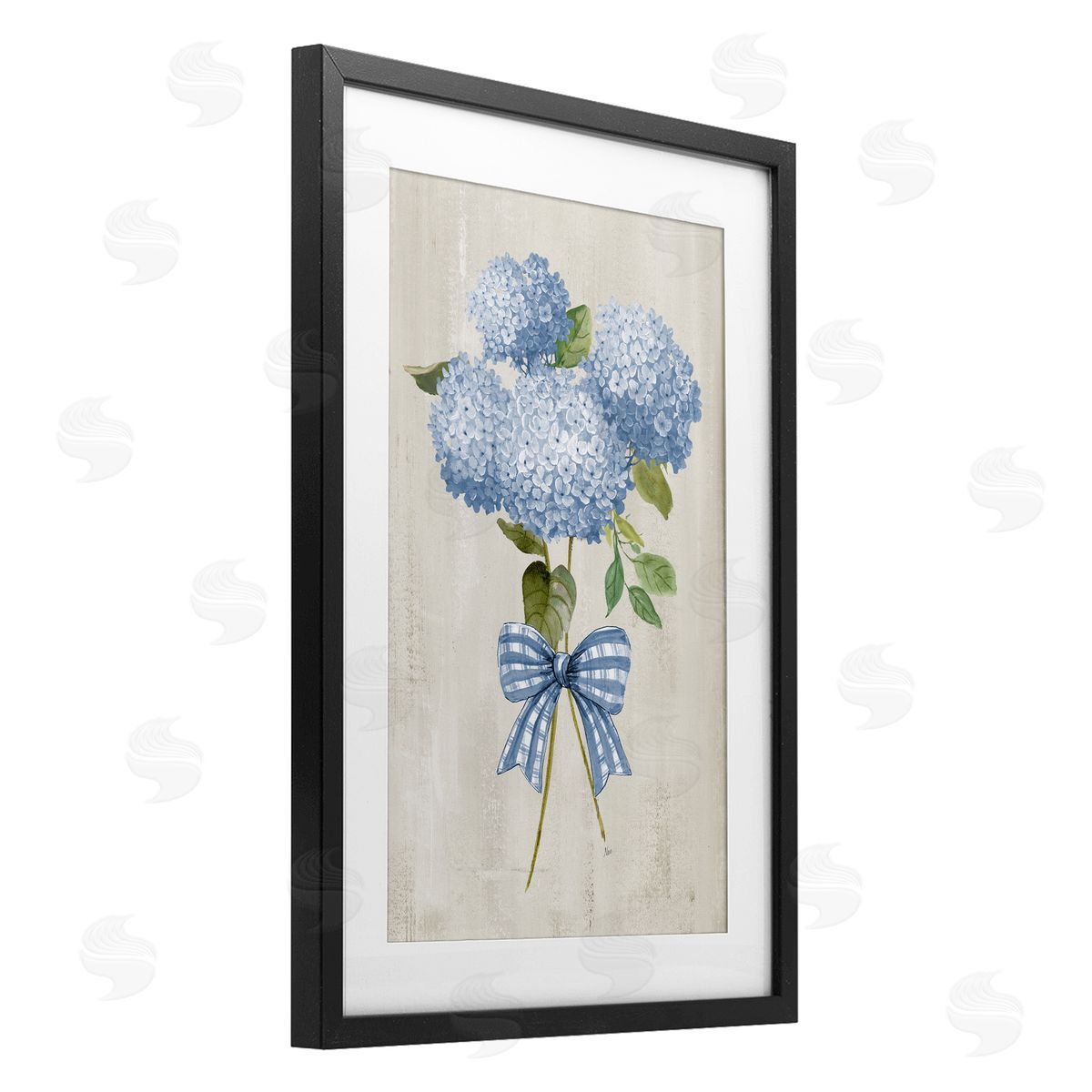 Nan Hydrangea Tied With Ribbon Canvas Wall Art Print