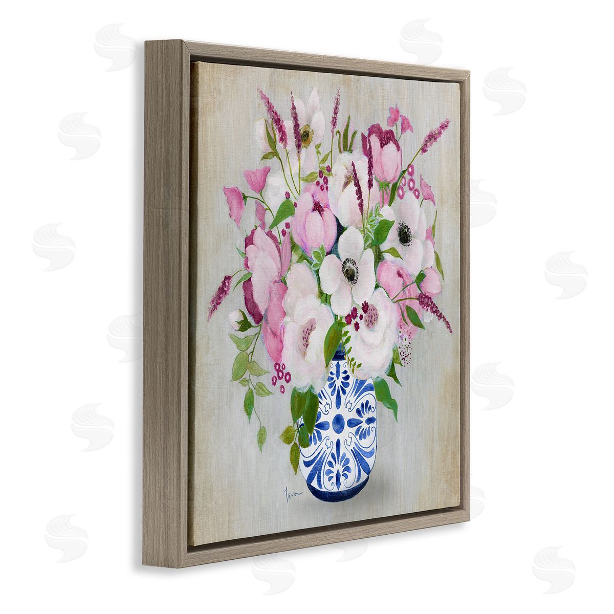 Janet Tava Pink Flower Chinoiserie Canvas Wall Art Print