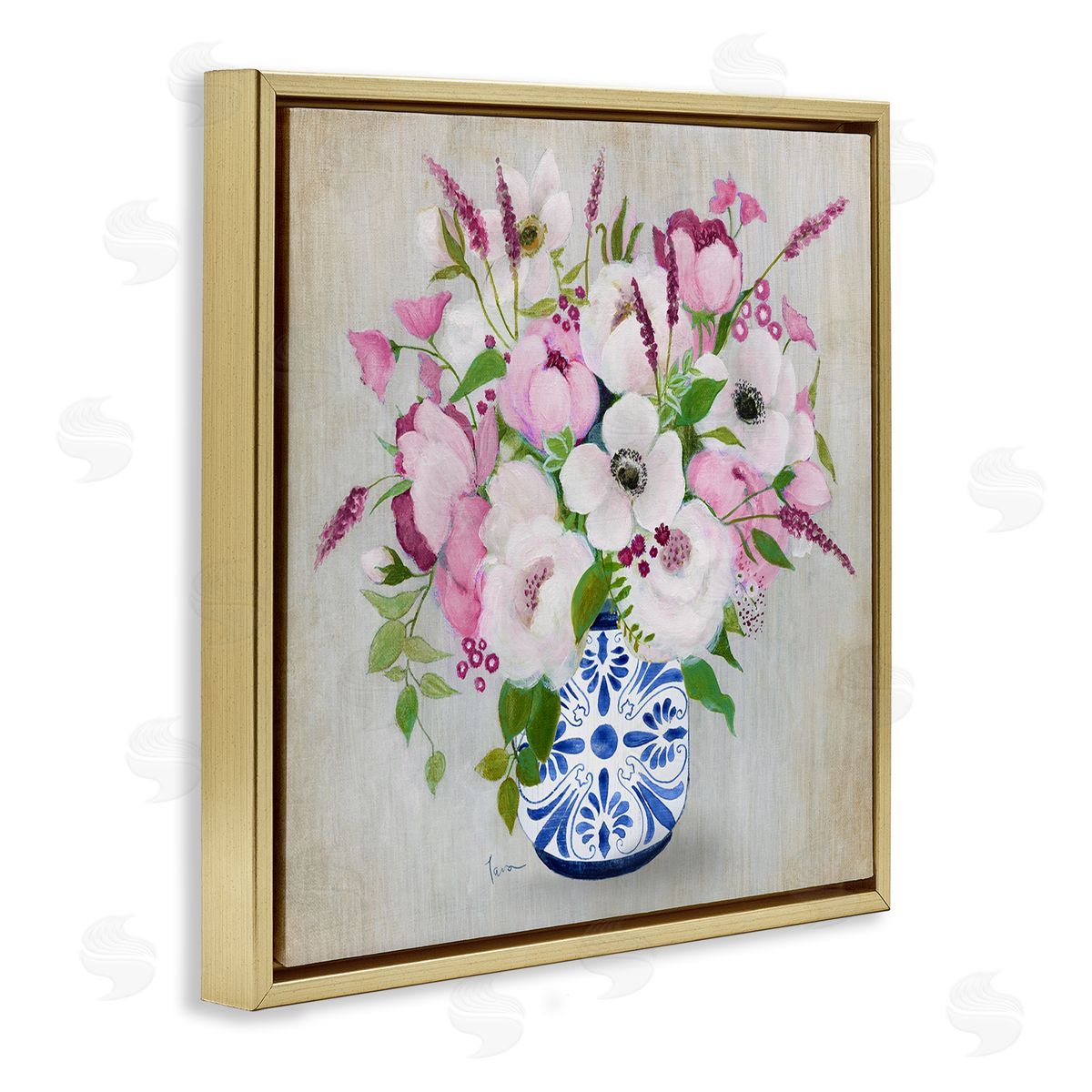 Janet Tava Pink Flower Chinoiserie Canvas Wall Art Print