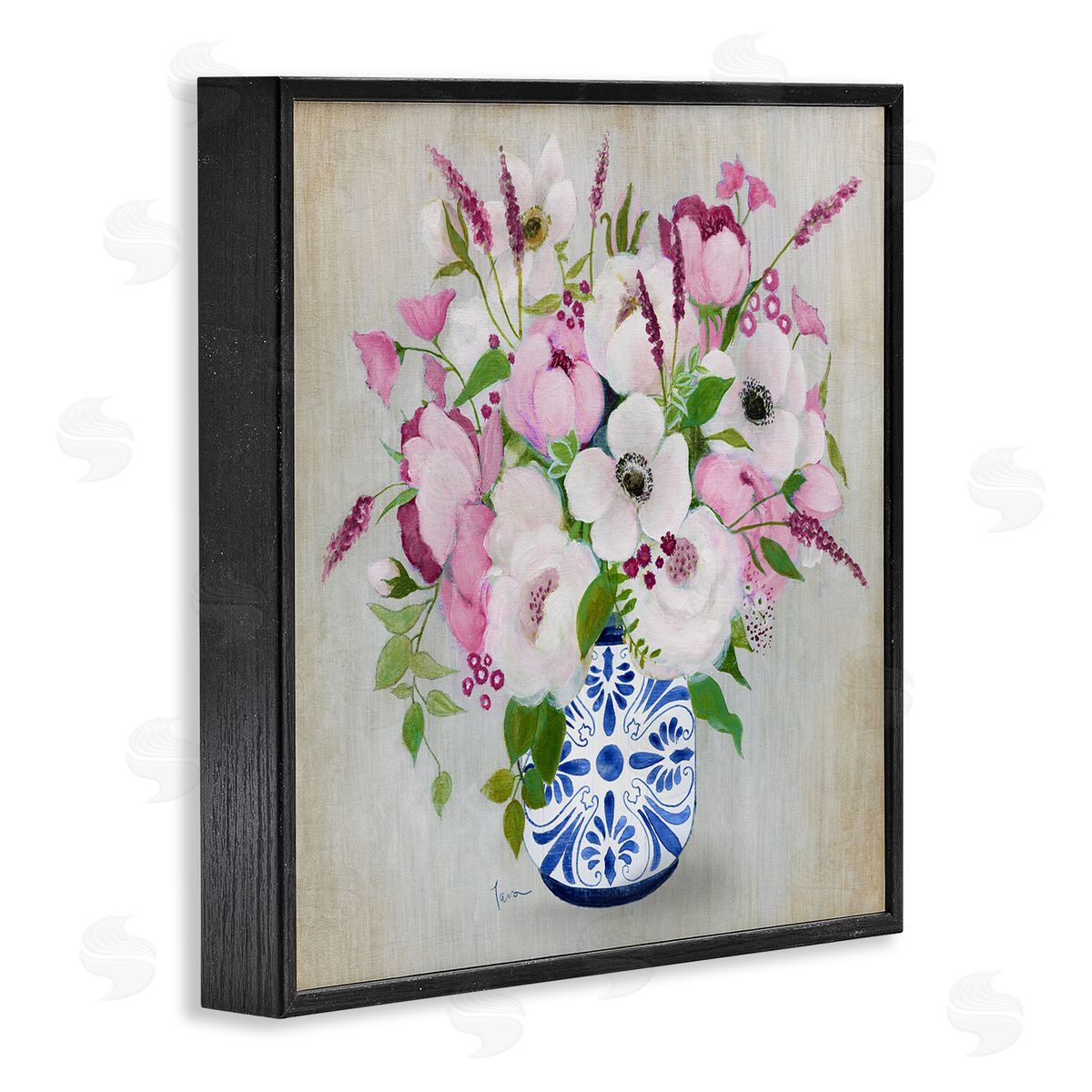 Janet Tava Pink Flower Chinoiserie Canvas Wall Art Print