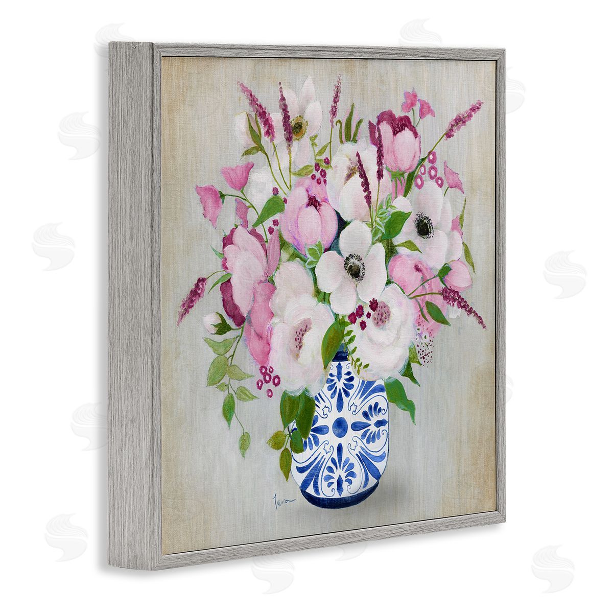 Janet Tava Pink Flower Chinoiserie Canvas Wall Art Print