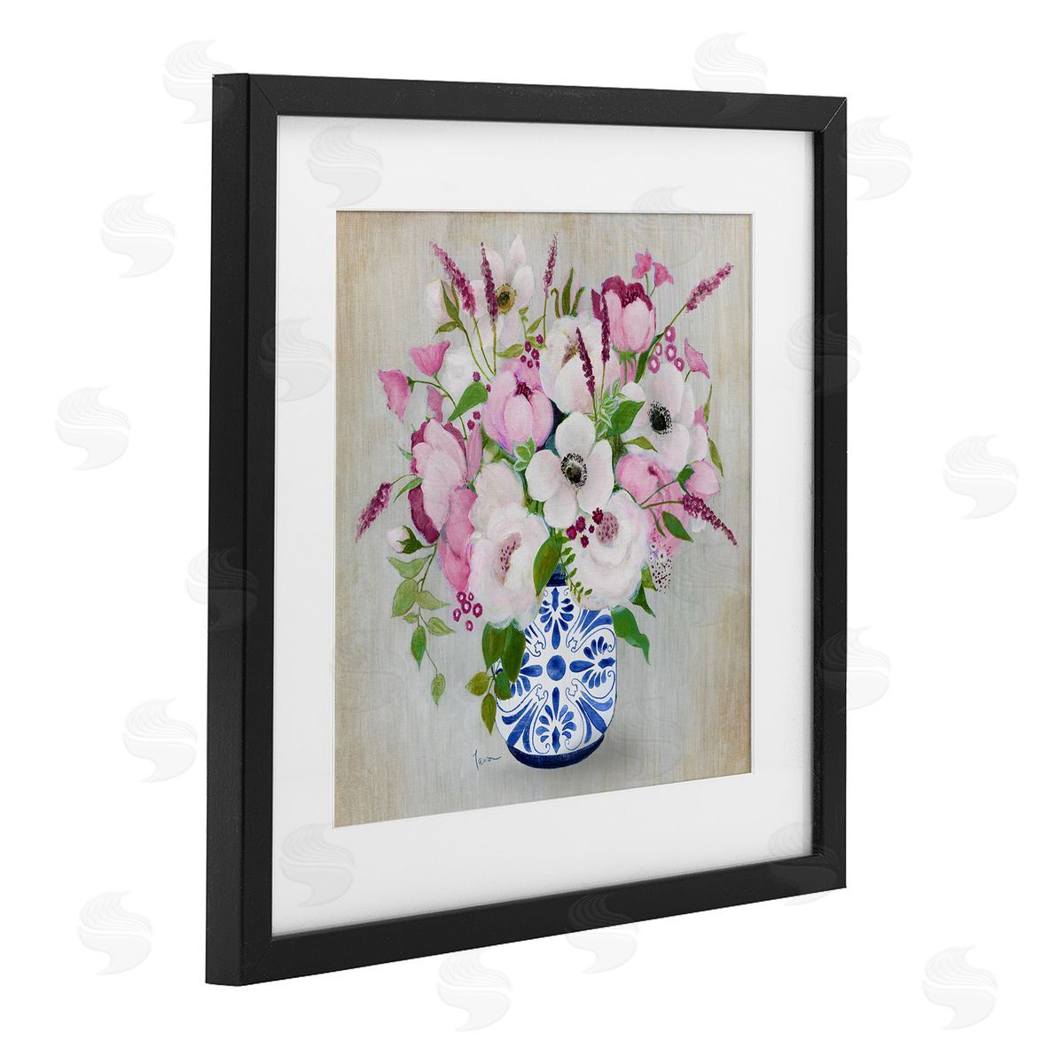 Janet Tava Pink Flower Chinoiserie Canvas Wall Art Print