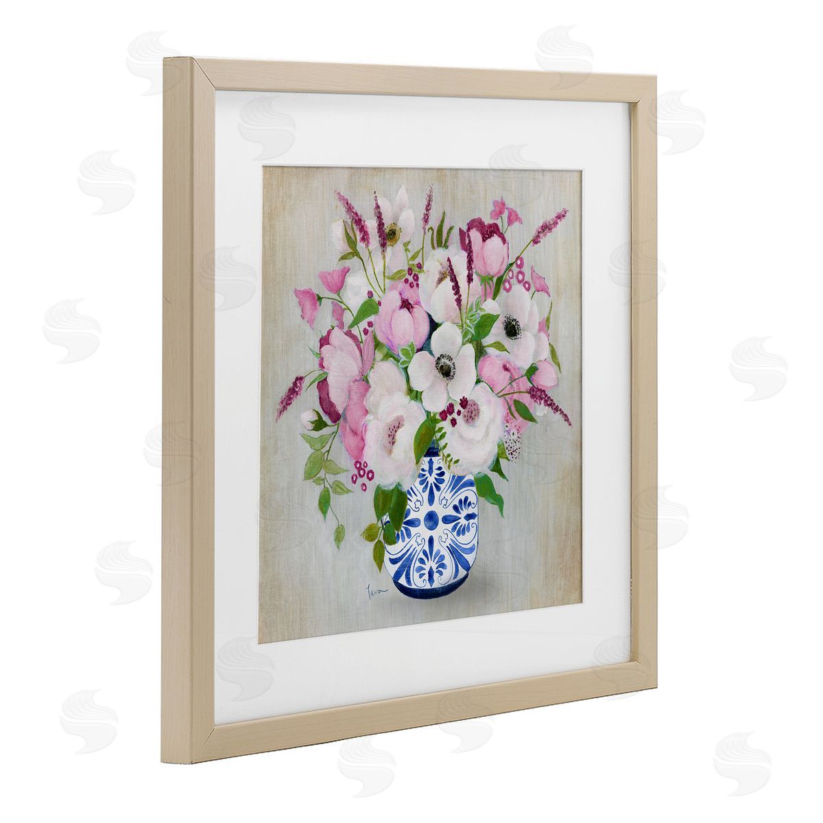 Janet Tava Pink Flower Chinoiserie Canvas Wall Art Print