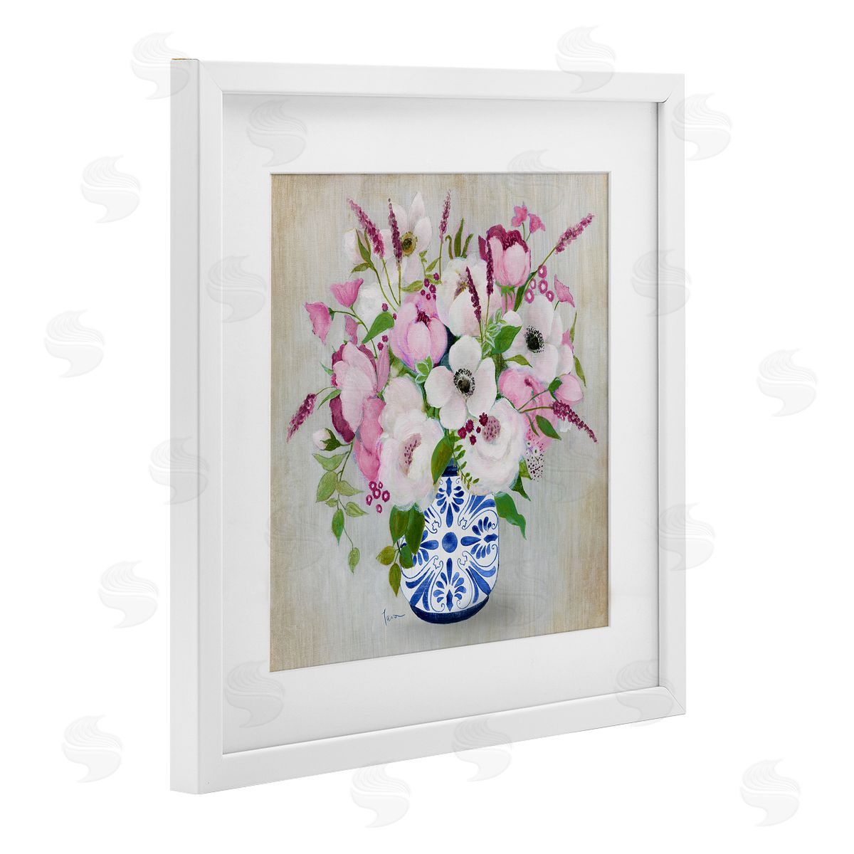 Janet Tava Pink Flower Chinoiserie Canvas Wall Art Print