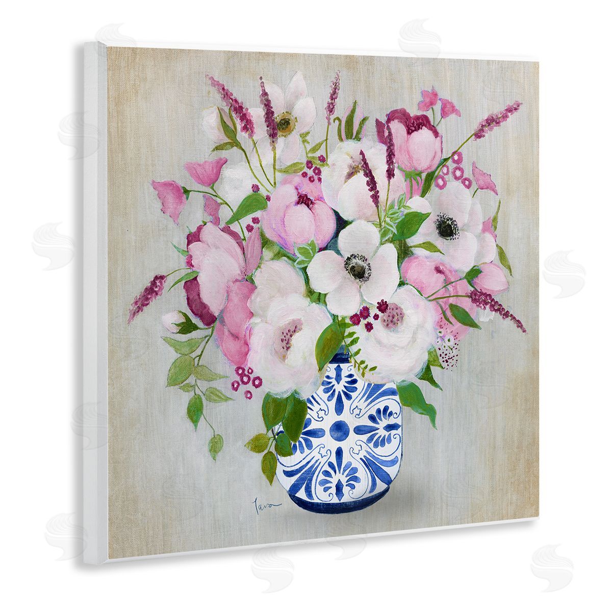 Janet Tava Pink Flower Chinoiserie Canvas Wall Art Print