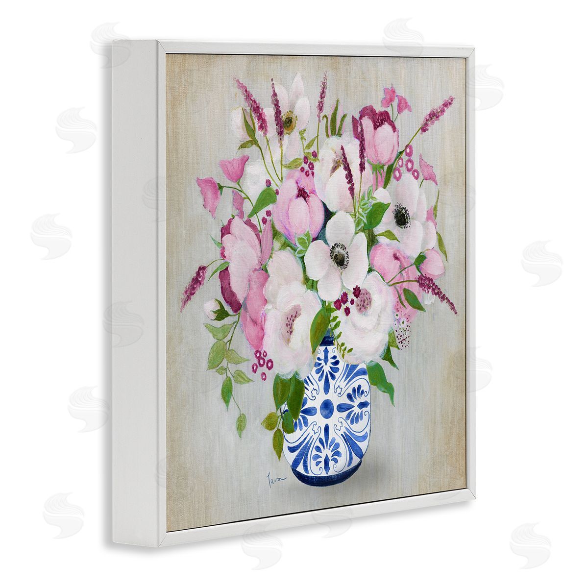 Janet Tava Pink Flower Chinoiserie Canvas Wall Art Print